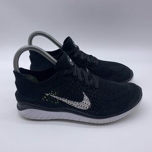 Nike Free RN Flyknit 2018 Black White Running Shoes 942839-001 Women’s Sz 6.5